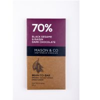 Organic  70 % Black Sesame & Raisin Bar Chocolate 60g