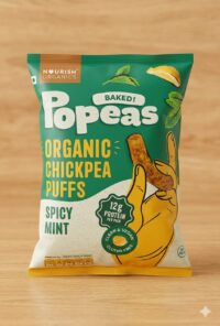 Organic Chickpea Puffs Spicy Mint Popeas 60gm