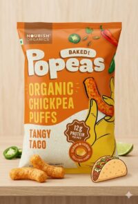 Organic Chickpea Puffs Tangy Taco Popeas 60gm